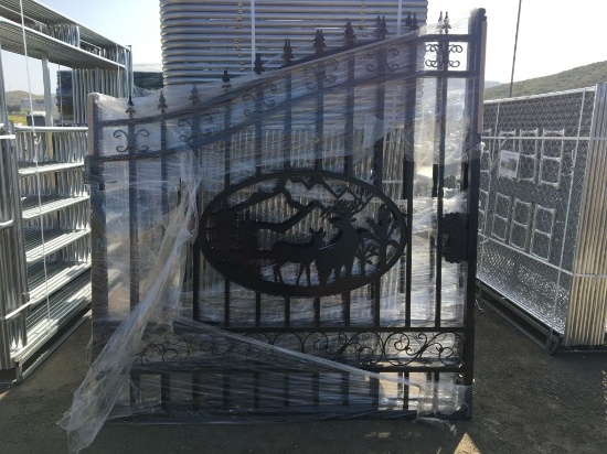 Unused Greatbear 14ft Bi-Parting Iron Gate w/Deer