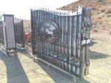 Unused 20ft Bi-Parting Wrought Iron Gate w/Deer