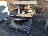 (2) Wooden Spools of Cable w/Hook Ends.