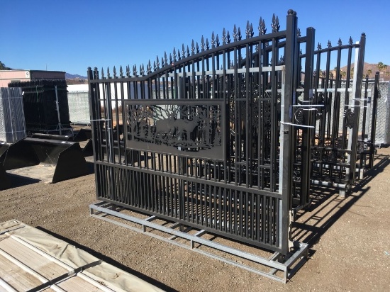 Unused Greatbear 20ft Bi-Parting Iron Gate w/Deer