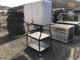3-Tier Apollo AV Cart and Stainless Steel Cabinet.