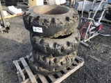 (4) Misc Solid Tires & 8-Lug Rims.