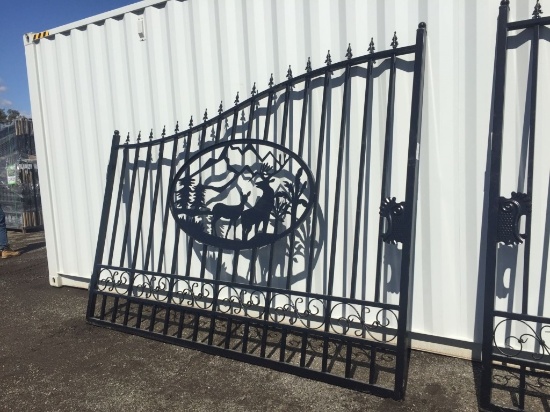 Unused Greatbear 20ft Bi-Parting Iron Gate w/Deer