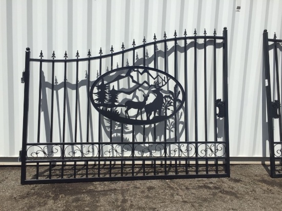 Unused Greatbear 20ft Bi-Parting Iron Gate w/Deer