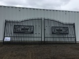 Unused 20ft Bi-Parting Wrought Iron Gate w/Deer