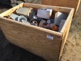 Wooden Crate of Misc Items Including Loud Speaker,