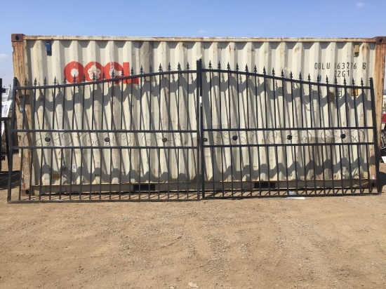 Unused 20ft Bi-Parting Iron Gate w/Swirl Motif.
