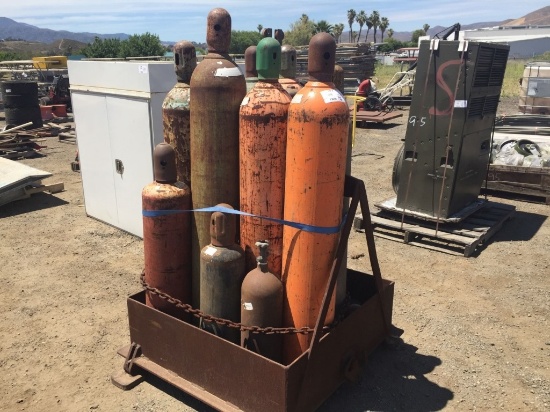 Rack of (14) Oxygen & Acetylene Bottles.