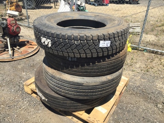 (4) Misc 10R22.5 Tires.