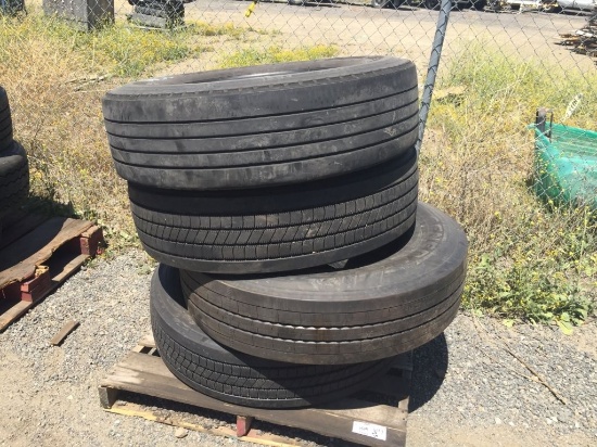 (4) Yokohama 275/801R22.5 Tires.
