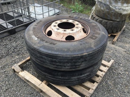(2) Goodyear Marathon LHS 11R/22.5 Tires,