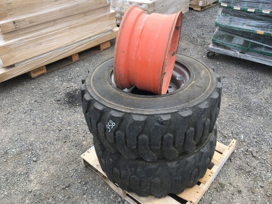 (2) Misc Heavy Equipment Tires, & 8-Lug Rims,
