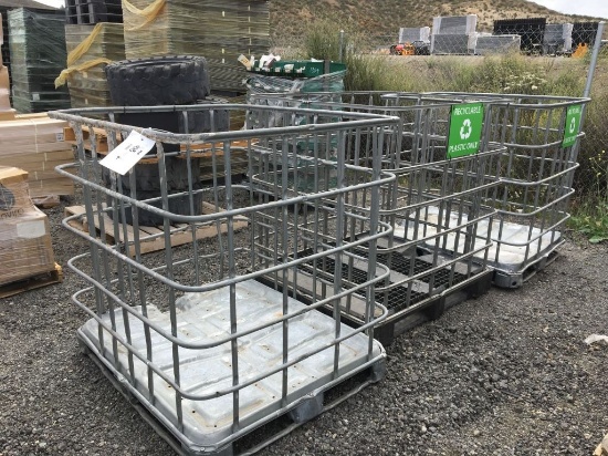 (3) Metal Plastic Recycling Storage Bins
