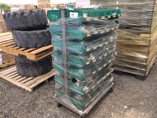 Cart of Plastic Storage Bins w/Misc Small Parts,
