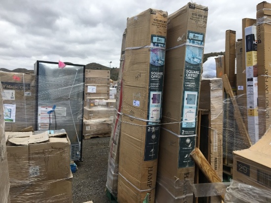 Pallet of (5) 8ft Offset Patio Umbrellas w/Bases.