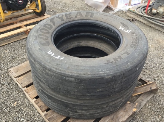 (2) Goodyear G316 LHT 295/75R/22.5 Tires.