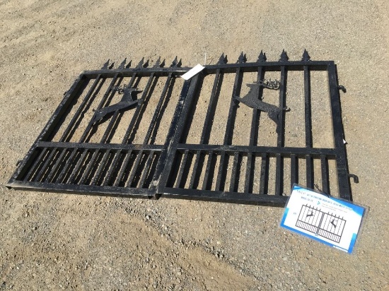 Unused SKLP 6ft Bi-Parting Iron Gate w/Deer Motif.