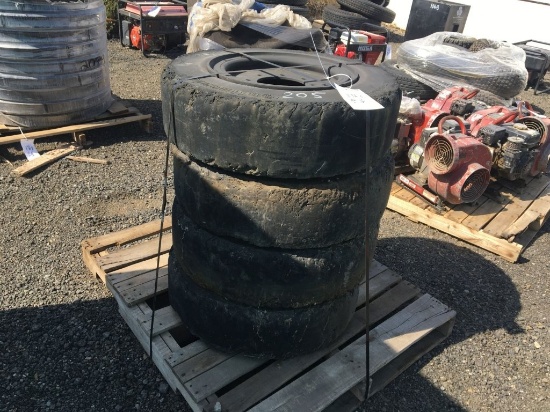 (4) Misc Continental Solid Tires & Rims.