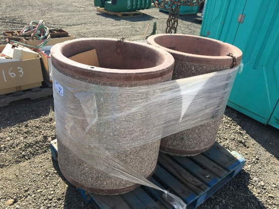 (2) Decorative Concrete Trash Cans.