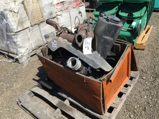 Wooden Crate of Misc Car Parts, Including