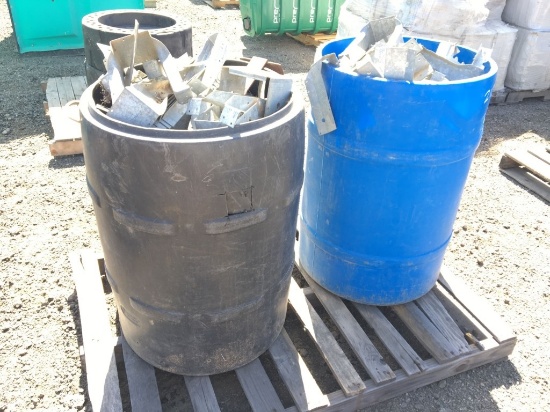 (2) Plastic Barrels of Metal Braces.