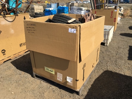 Cardboard Box of Misc Items, Including Tire,