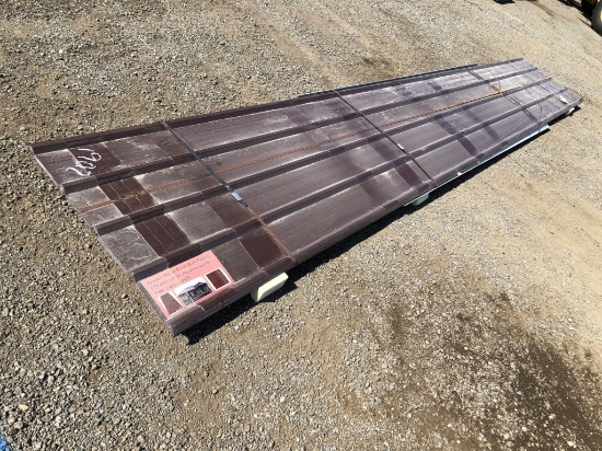 (20) Unused 20ft x 3ft x .4mm Brown Metal Roof
