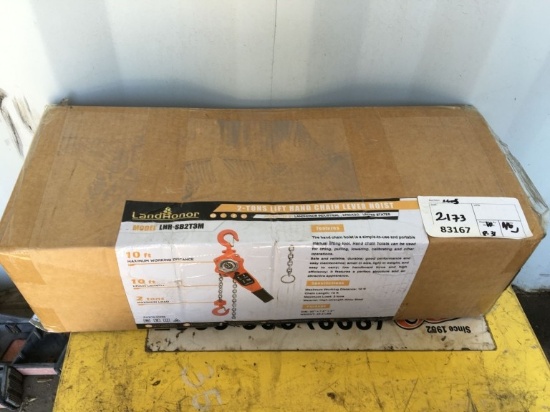 Unused Land Honor 2-Ton Lift Hand Chain Lever