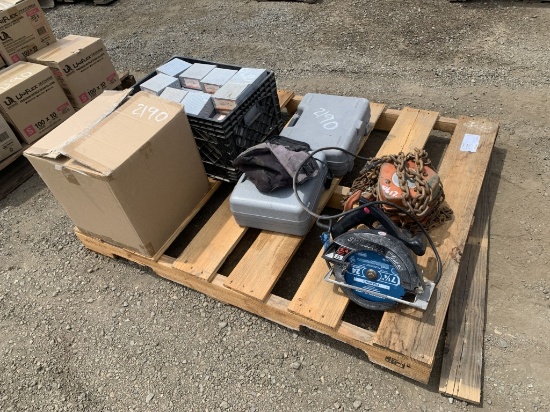 Pallet of Misc Items, Including Skil Saw,