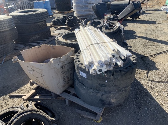 (4) Misc Solid Skid Steer Tires & Rims,