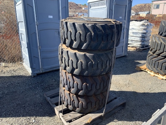 Pallet of (4) Blackstone 12-16.5 Skid Steer Tires,
