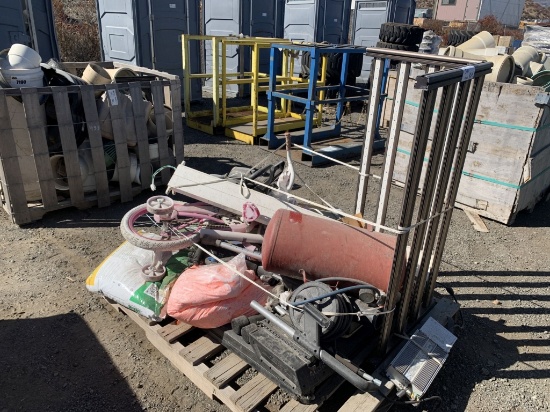 Pallet of Misc Items, Including Bag of Soil,