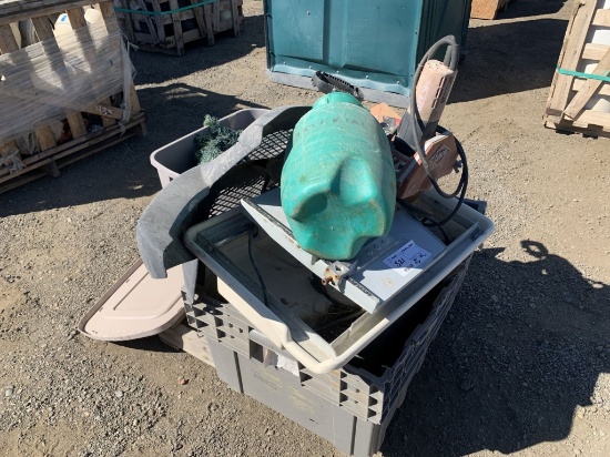 Pallet of Misc Items, Including Wet Tile Saw,