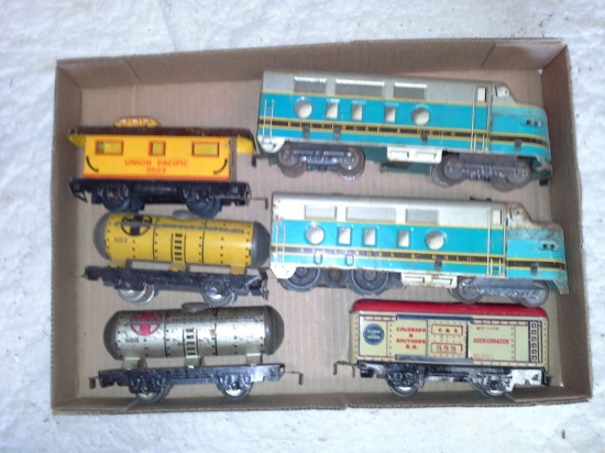 Vintage Colorado & Southern RR, Baltimore engine, Union Pacific Caboose, and tankers,