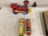 Pick Up Sticks and Plastic Train