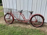 Red Tandem Bicycle with Basket