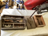 Wooden Toolbox with Vintage Tools