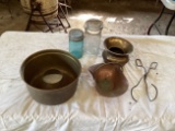 Glass Top Jars, Brass and Copper Pieces