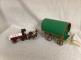 Evers Toy Store Horse and Wagon Bank and Custom Built Covered Wagon