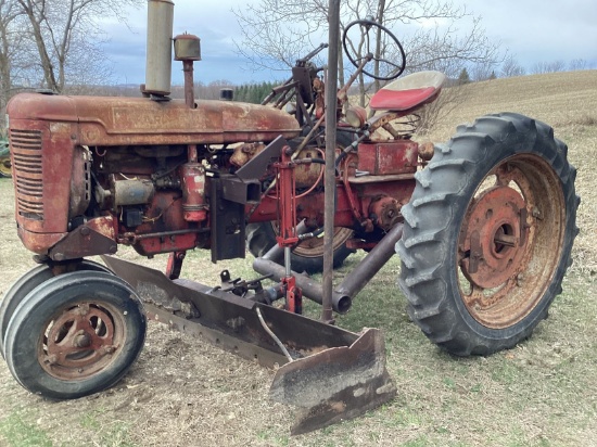 Farmall Super C & 86" Grader Blade, Runs Well