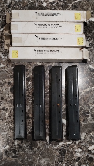 Lot of (4) 36 Round Magazines for MAC M10 9mm