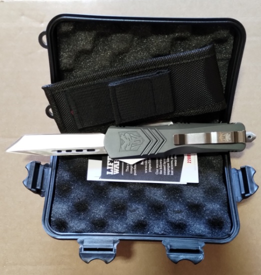 CobraTec Automatic Knife, approx 3" Blade, Large FS-X Grey, Tanto Not Serrated, NIB