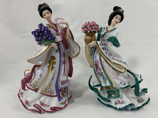 Danbury Mint Iris and Rose Princess Figurines