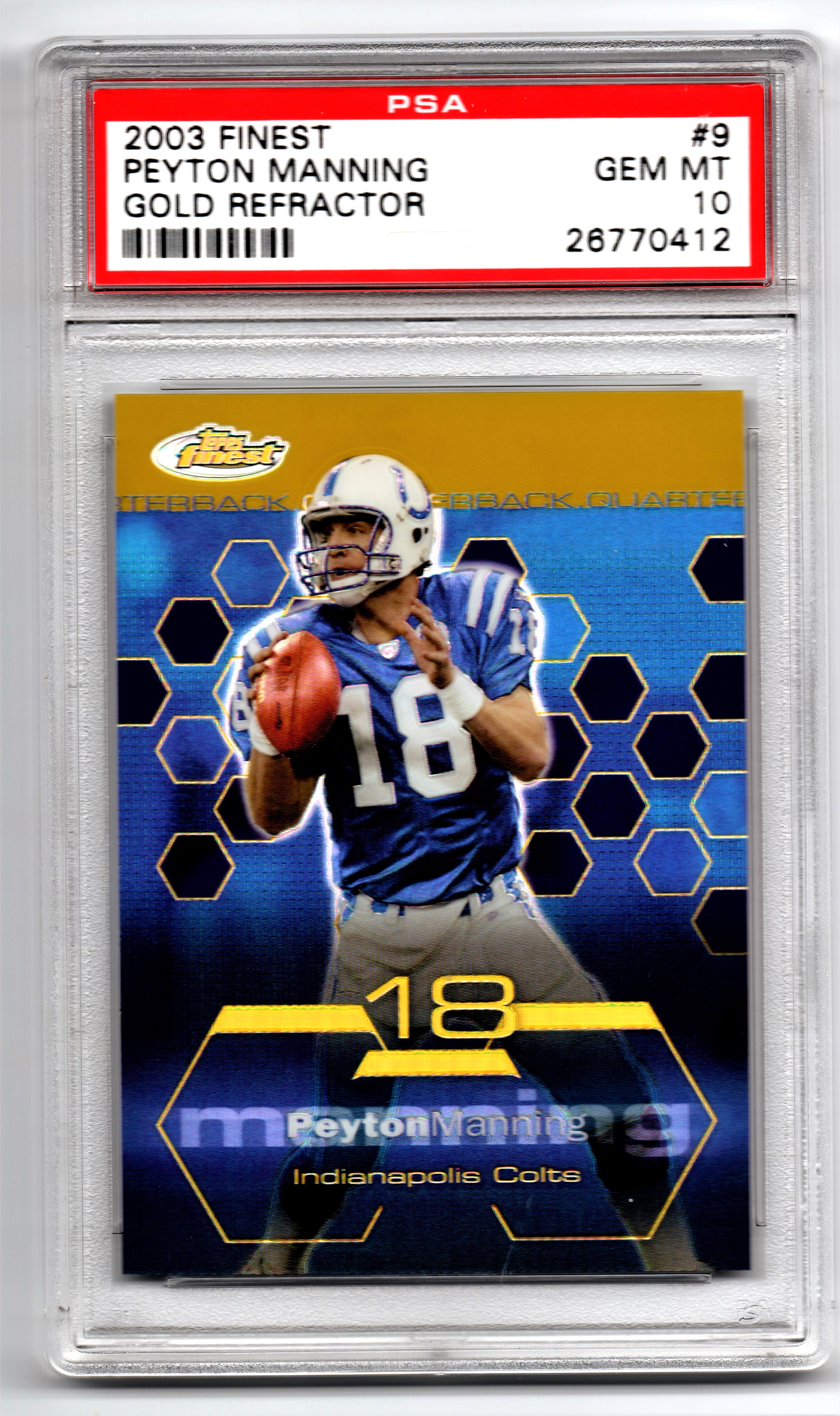 2003 Topps Finest Peyton Manning Gold Refractor | Proxibid