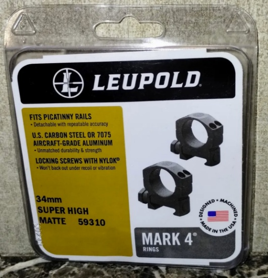 Leupold Mark 4 Rings (Fits Picatinny Rails) 34MM Super High Matte 59310