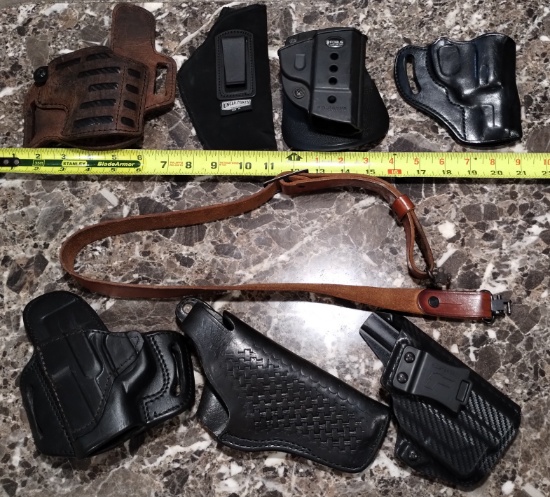 Lot of Pistol Holsters Rifle Sling Fobus Uncle Mike's Tagua Leather