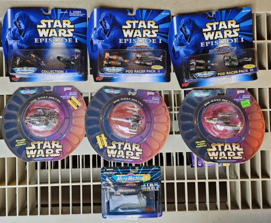 Star Wars Pod Racer Micro Machines Die-Cast Metal Toy Lot X-Wing Millennium Falcon New in Box