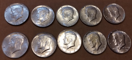 Lot of (10) 1960's Kennedy Half Dollars (.50 Cent)