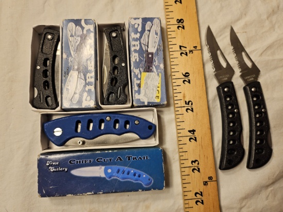 Lot of Folding Pocket Knives Including Frost Cutler Chief Cut a Trail