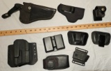 Lot of Black Hard Plastic Pistol Holsters Ammo Belt Pouch More